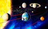 3D Sonnensystem mit Sonne und Planetenbahnen / Solar system with sun and planets