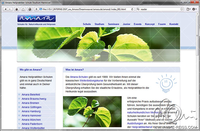 AMARA Homepage und Webseiten Design 1