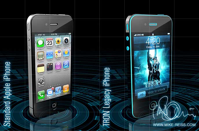 Standard Apple iPhone und das TRON Legacy iPhone im Vergleich