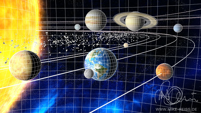 Sonnensystem als 3d Drahtgitter