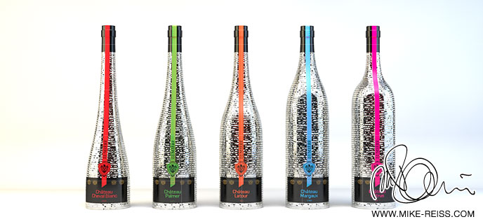 Alternatives Verpackungs- und Produktdesign der Weinflaschen