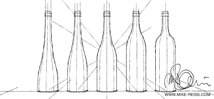 Design erschiedener Formen von Weinflaschen