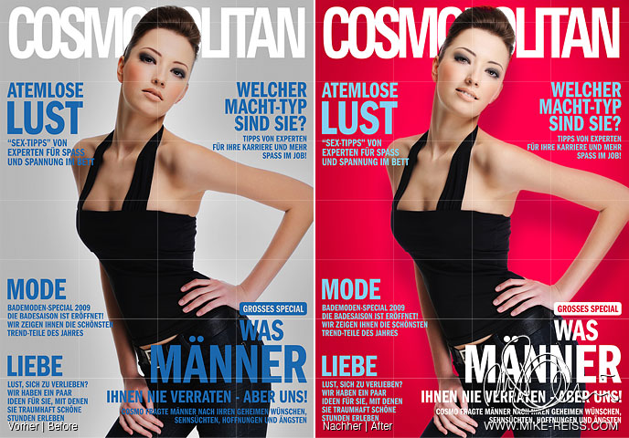 Cosmopolitan Titel Retusche eines Topmodels in Photoshop