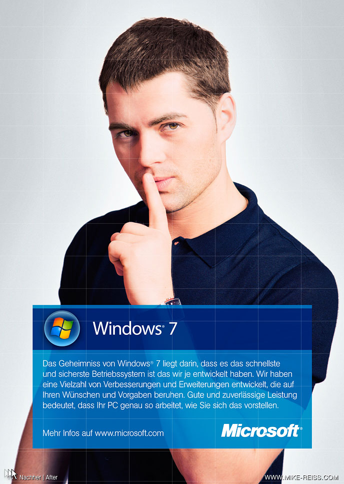 Microsoft Windows 7 Werbung und Retusche (Retouch)