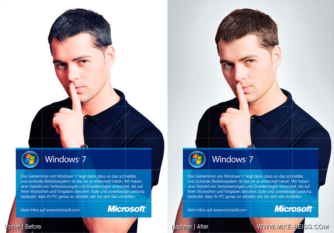 Microsoft Windows 7 Anzeigenkonzept und Retusche (Voher und Nachher)