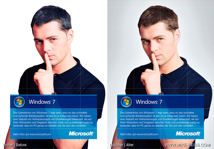 Microsoft Windows 7 Anzeigenkonzept und Retusche (Voher und Nachher) Microsoft Windows 7 Anzeigenkonzept und Retusche (Voher und Nachher)
